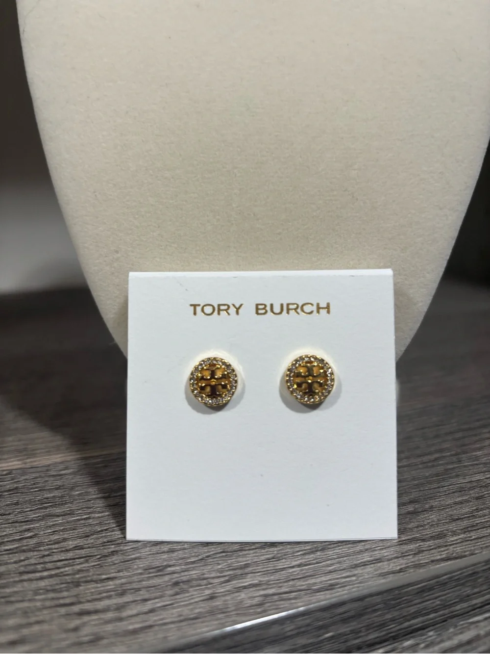 NWOT Tory Burch Icon Pave’ Stud Earrings